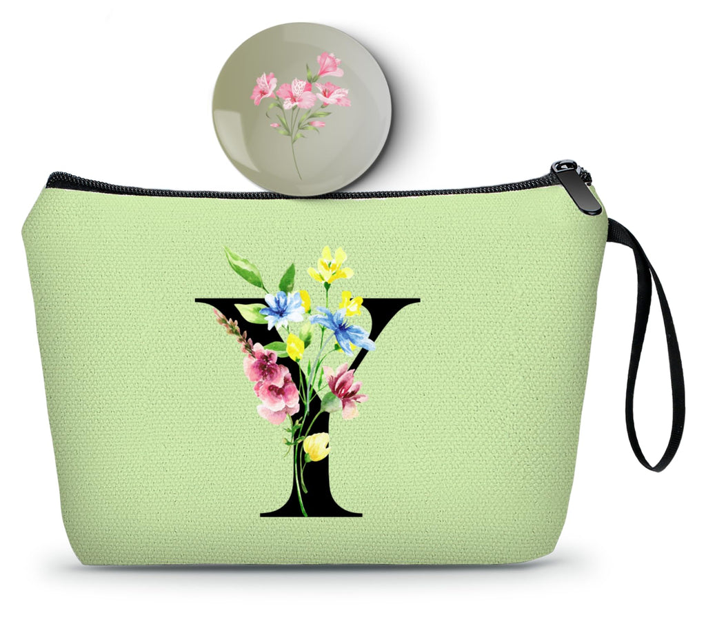 Appreciation Initial Monogram Gifts for Sisters from Sister Employees Team Bride Womens Unique Mom Personalized Makeup Cosmetic Bag with Mirror Mothers Day Christmas Graduation Y