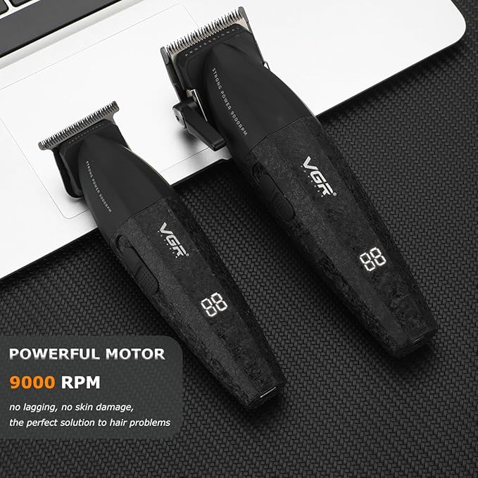 VGR 640 Professional Hair Clippers for Men with Clipper Trimmer Set, Black