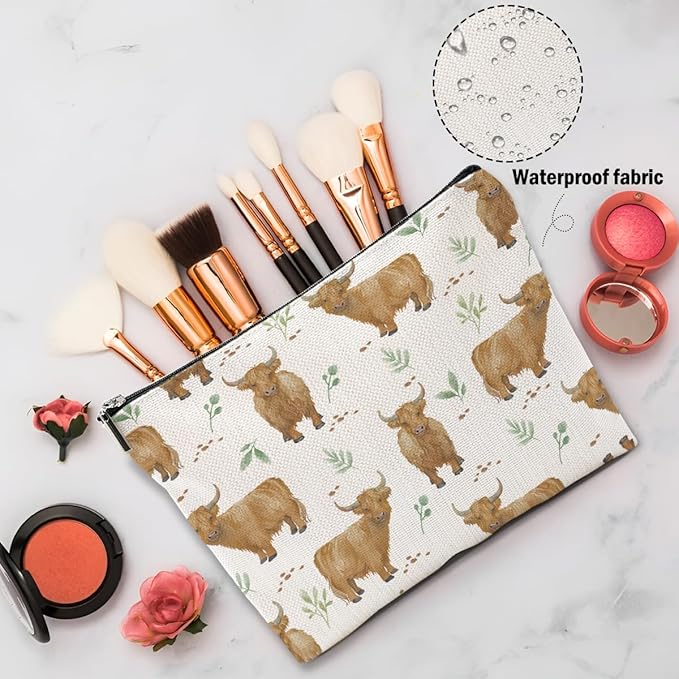 XFN Cow Gifts, Cow Print Stuff Western Makeup Bag, Cosmetic Bag Travel Pouch, Graduation Birthday for Women Girls Daughter Sisters Coworker Best Friend Western Stuff