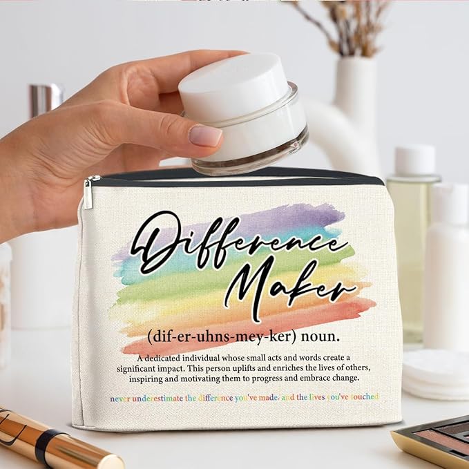UPNEGE Difference Maker Makeup Bag Thank You Gifts for Mentor Leader Coach Boss Coworker, Difference Maker Gift Appreciation Cosmetic Bag Zipper Makeup Pouch