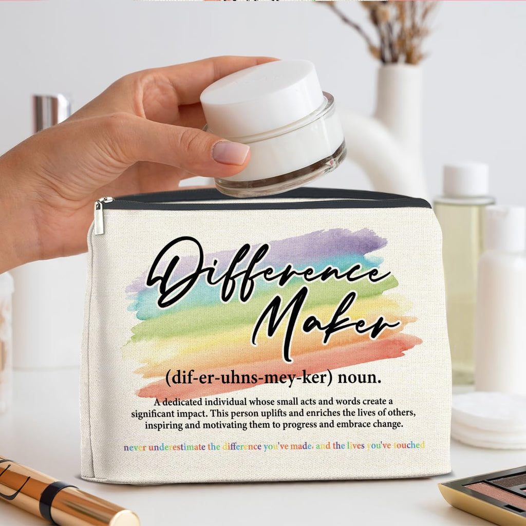 UPNEGE Difference Maker Makeup Bag Thank You Gifts for Mentor Leader Coach Boss Coworker, Difference Maker Gift Appreciation Cosmetic Bag Zipper Makeup Pouch