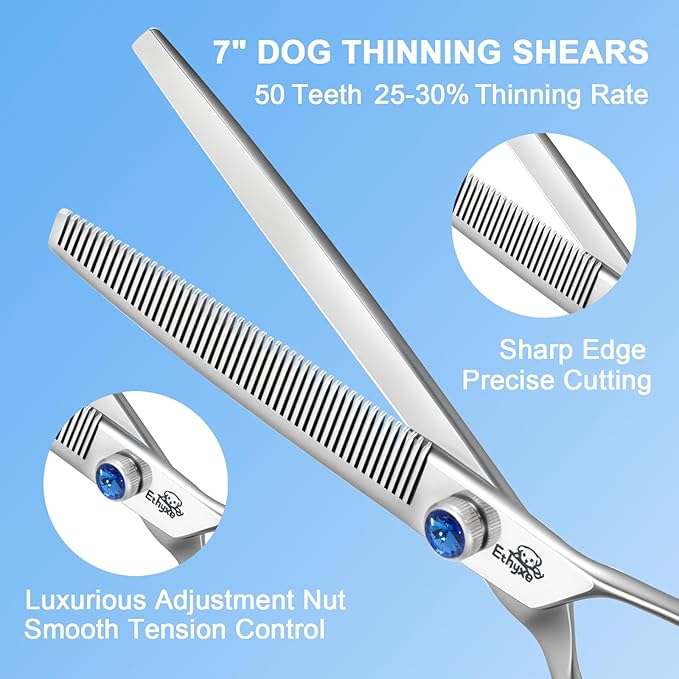 ETHYXE 7" Thinning Shears for Dogs – 50 Teeth Thinning Scissors