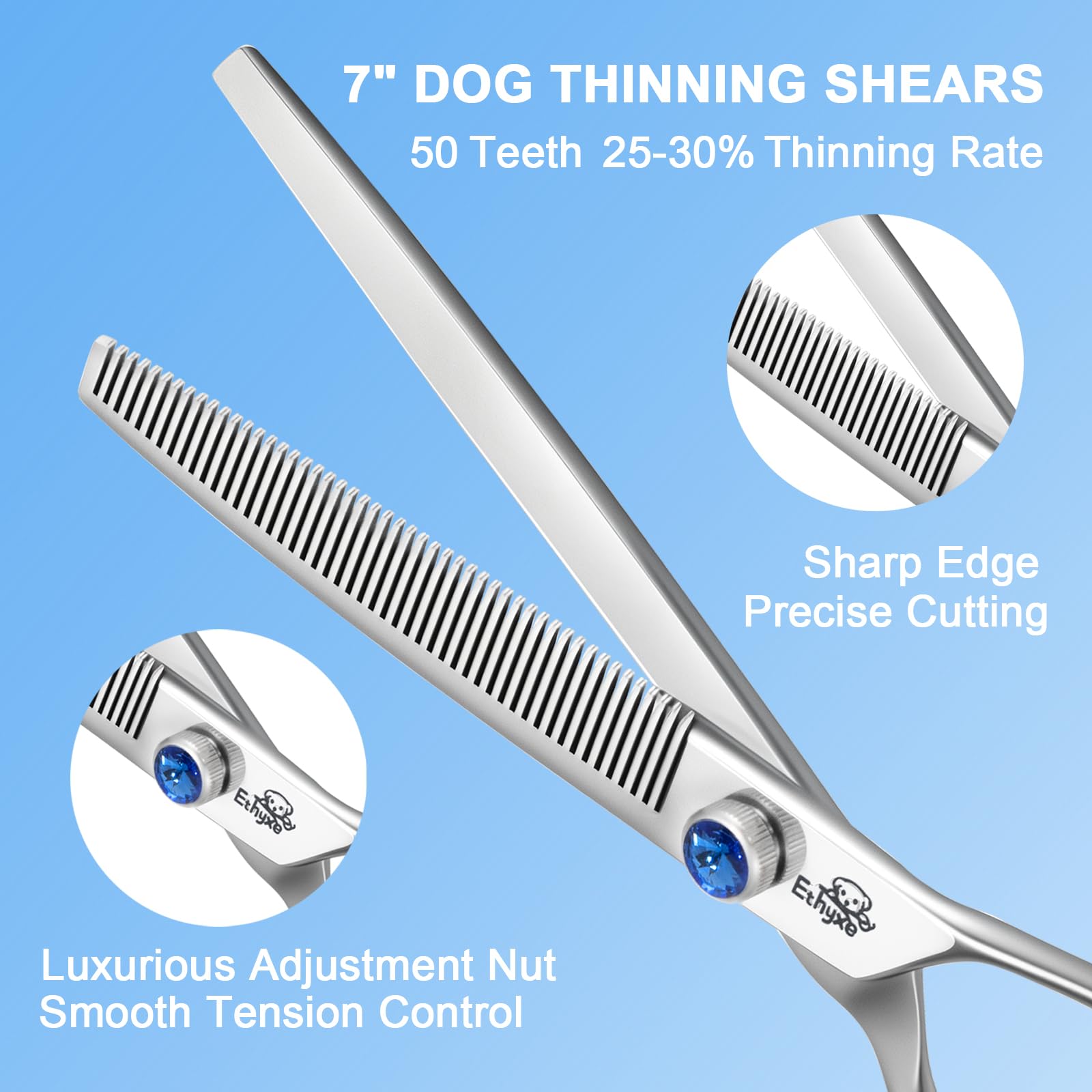 ETHYXE 7" Thinning Shears for Dogs – 50 Teeth Thinning Scissors