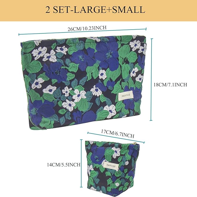 getgto 2 Pcs Makeup Bags, Large Cosmetic Bag Travel Toiletry Bag