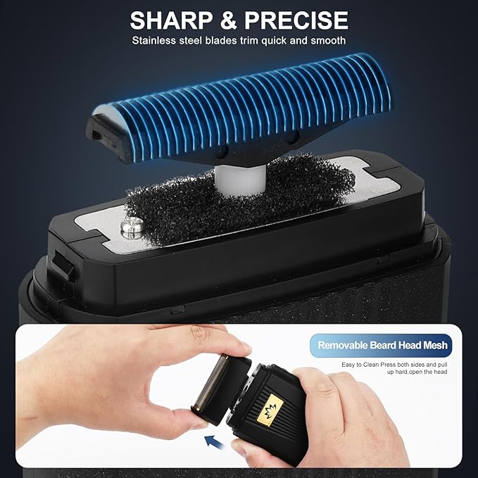 Dumite Foil Bald Shavers for Men, Powerful Motor Electric Razor, Head Shavers, Men's Foil Beard Trimmer, Cordless Rechargeable LED Display