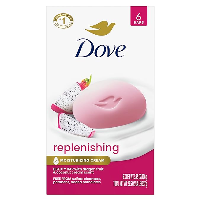 Dove Dragon Fruit Beauty Bar Soap 6 Count, Nourishing Cleanser, 3.75 oz