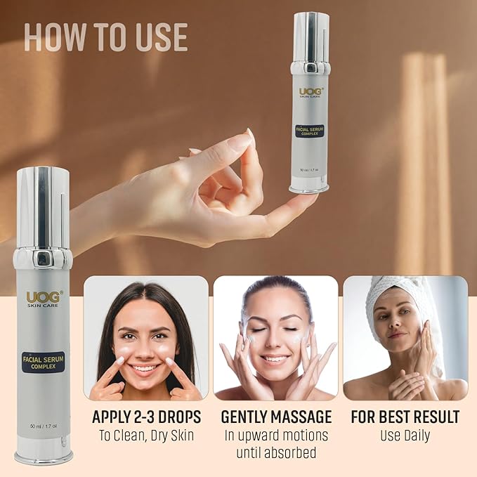 UOG (United One) Face Serum Complex – Hydrating & Firming Face Serum| Lifts, Tightens & Improves Skin Texture | Reduces Fine Lines & Wrinkles for Neck & Jawline | 30ml/1 oz