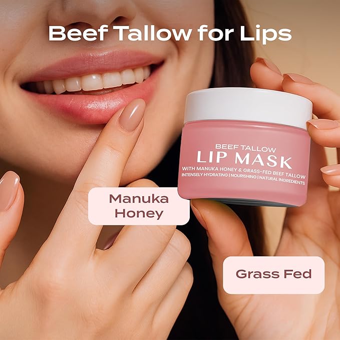 Body Restore Beef Tallow Lip Mask – Fathers Day Gift for Dad from Daughter Son Wife, Overnight Hydrating Lip Treatment, Birthday Gifts for Men, Self Care Spa Gifts, Unscented