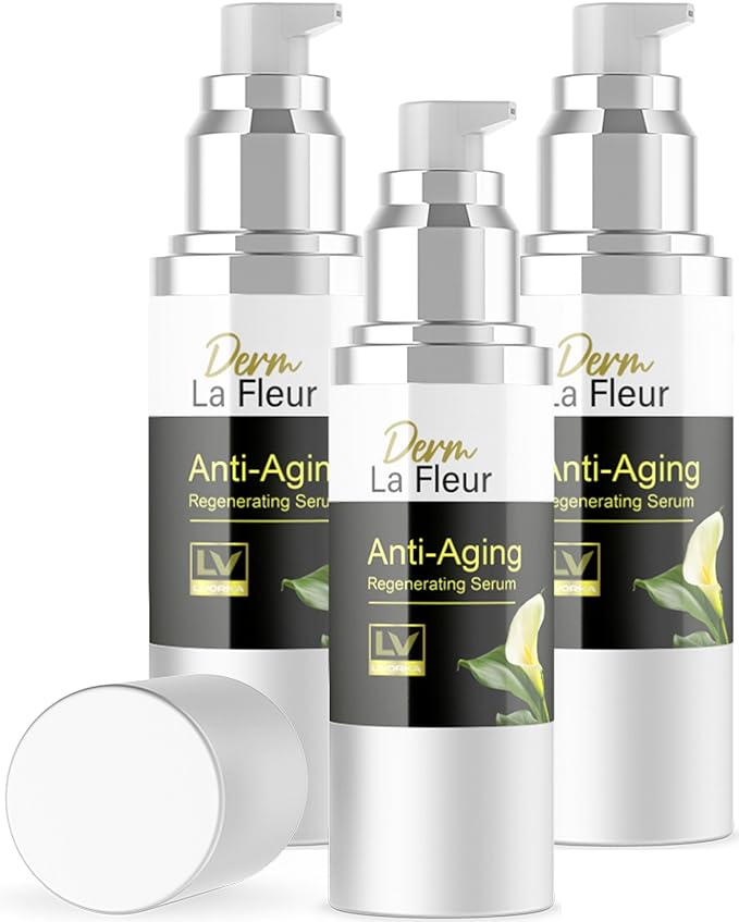 LIVORKA 3 Pack - Derm La Fleur Anti- Aging Serum - Derm La Fleur Plus, Derm La Fleur Luxe 3 Bottles Serum For 3 Months, Derma Fleur Moisturizing Skin Conditioner.