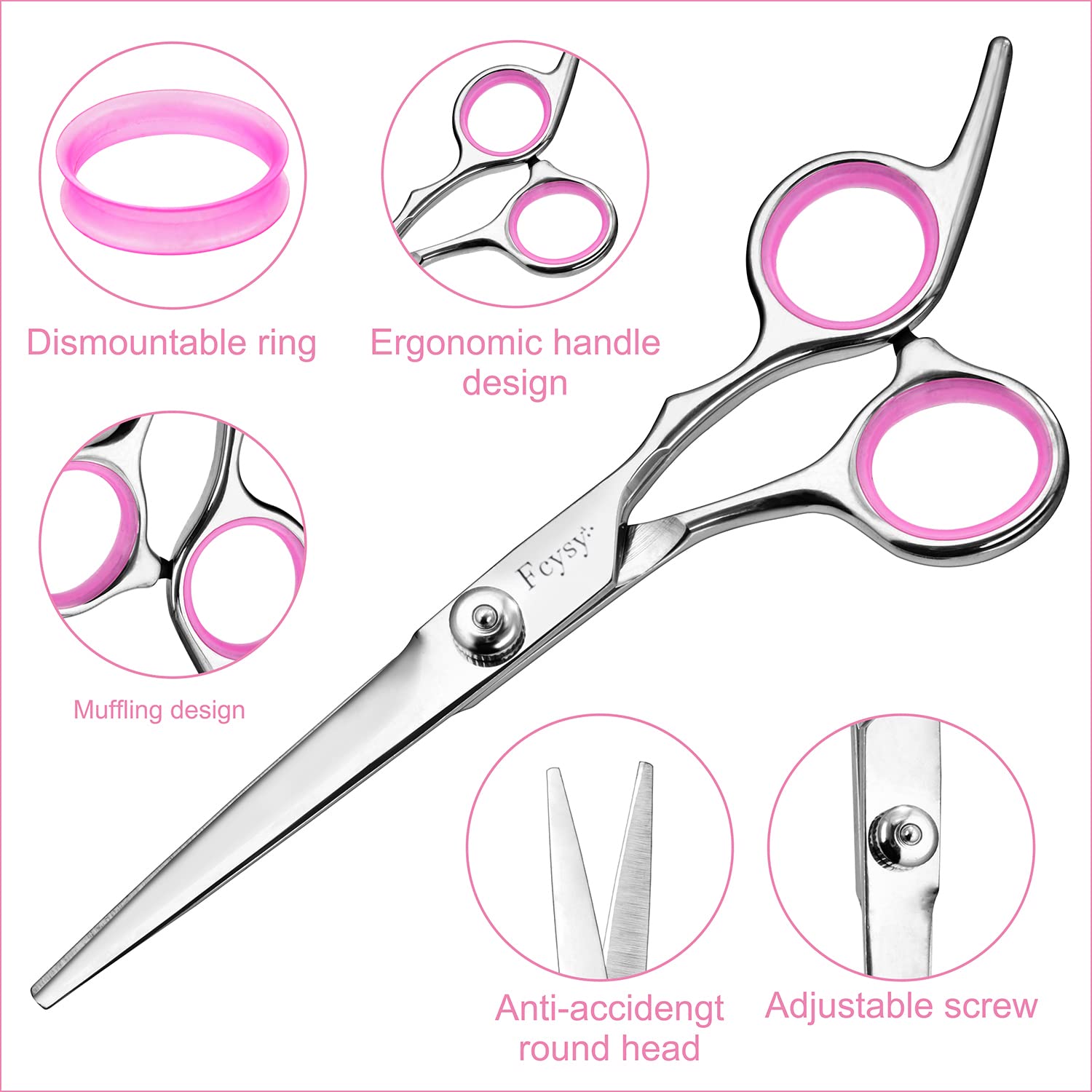Fcysy Professional 6 Inch Haircut Scissors - Barber Shears with Comb, Salon Hair Shears for Men, Women & Pets