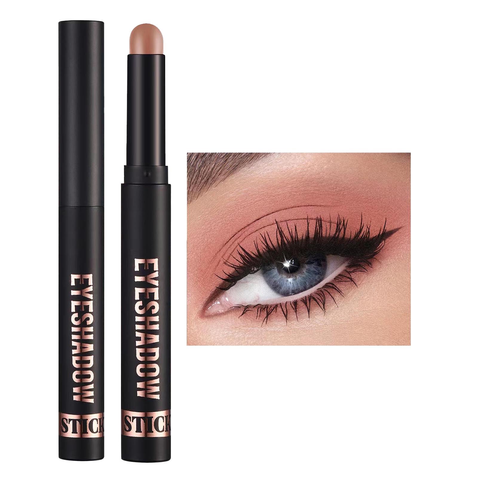 Wavuketu Matte Eyeshadow Stick Blendable Cream Eyeshadow Waterproof Long Lasting High Pigmented eyeshadow Pencil, Hypoallergenic Nude Eye Shadow Stick (12# Medium Warm Brown Matte)