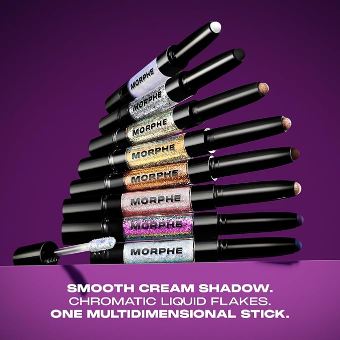 Morphe Mixed Signals Dual-Ended Eyeshadow Stick - Cream Eyeshadow Pigment & Chrome Liquid Flakes for Bold, Layered Eye Makeup Looks - Forever/Fling (0.96 oz)
