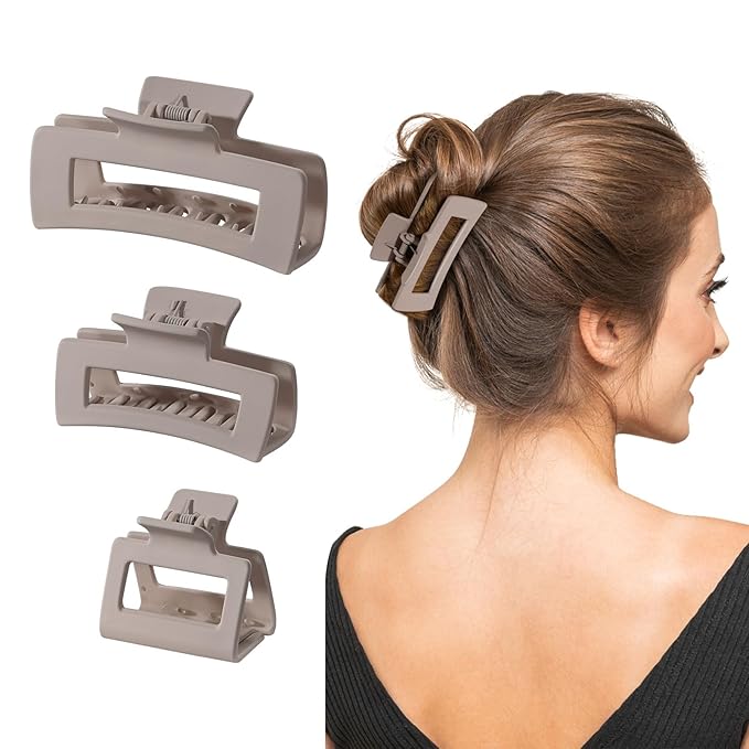 Shinowa 3 Pack Hair Claw Clips, Square Claw Hair Clips for Women Girls