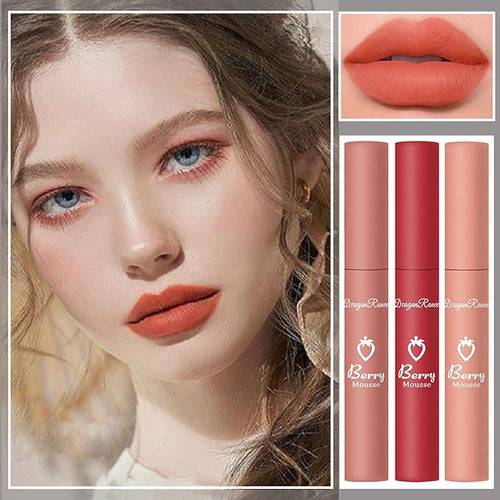 3 PCS Dark Red Matte Lipstick Set, Matte Lipstick Long Lasting for Women