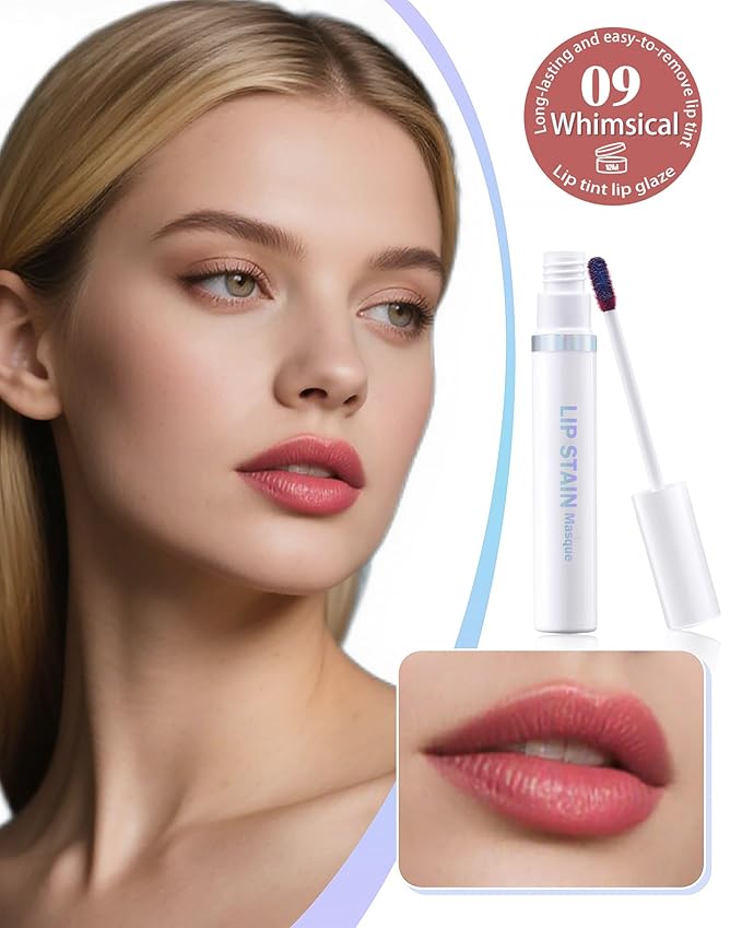 Berinist Lip Stain Masque Lip Liner Stain Long Lasting Waterproof Lip Tint Stain Semi-Permanent Lip Tattoo Transfer Proof Non-Drying Matte Finish Suitable for Women's Daily Lip Makeup