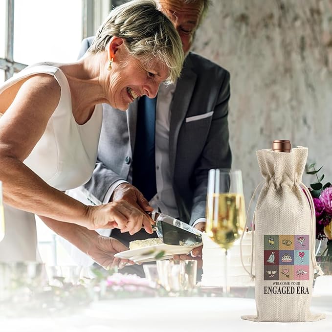 BARREEMO Engagement Wine Gift Bag Wedding Engaged Gifts for Newlyweds Couple Women Men Bridal Shower Gifts for Bride and Groom Pairs Well with Wedding Planning Welcome Your Engaged Era Wine Bags