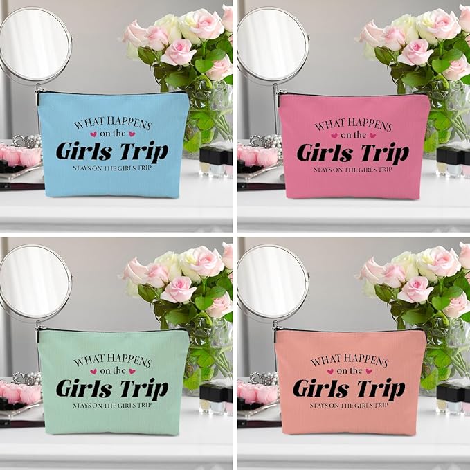 BQXH 4 PCs Girls Trip Gifts Favors, Girls Weekend Gifts Makeup Bag