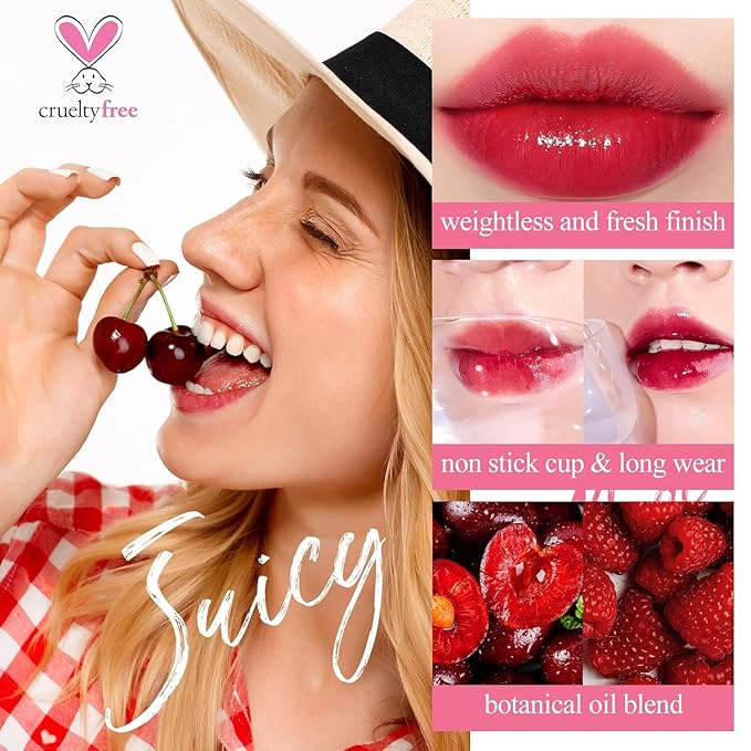 bayfree Lip Tint Stain Set, Korean Water Tint Lightweight Non-sticky, Waterproof Long Lasting Liquid Blush & Lip Stain, Transfer-Proof, Matte Finish Lip Color Makeup (made into jam)