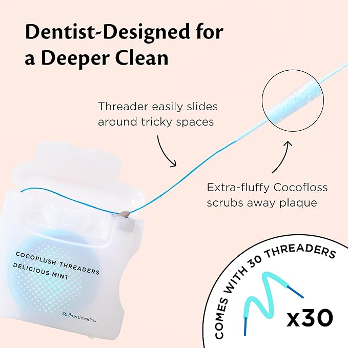 CocoPlush Floss Threaders by COCOLAB, Mint Scent, 30ct, 1-Pack