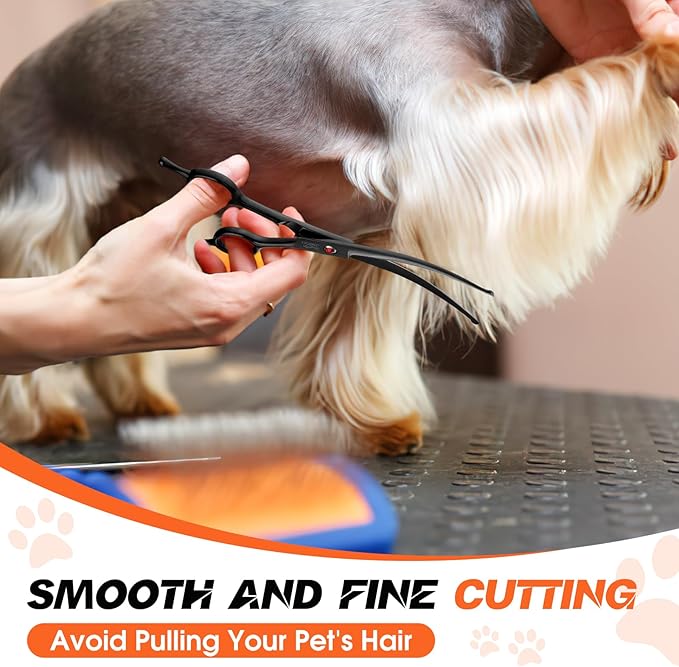 JASON Curved Dog Grooming Scissors - 7" Professional Round Tips Shears