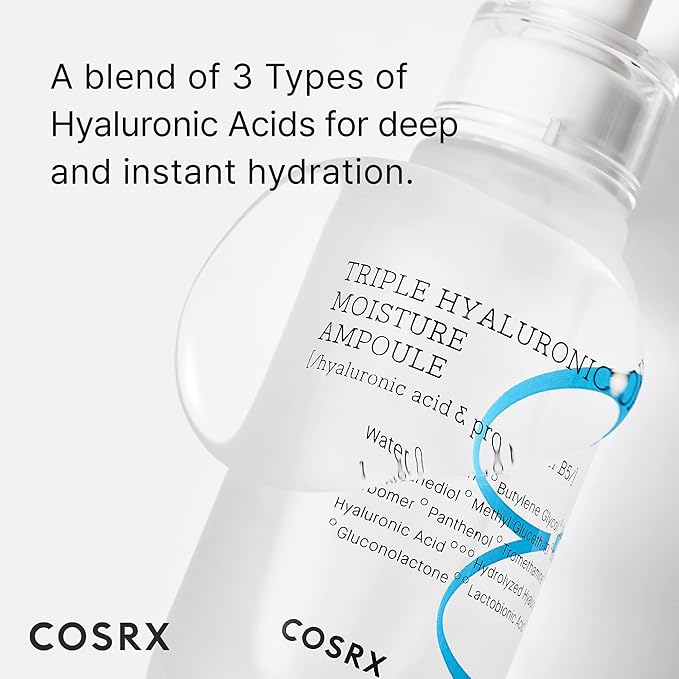COSRX 3X Hyaluronic Acid Moisture Ampoule For Dry Skin, 1.35 fl.oz