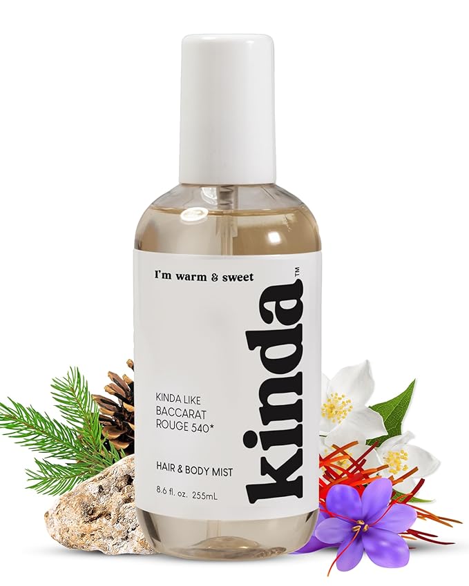 PB ParfumsBelcam KINDA I’m Warm & Sweet Hair & Body Mist – Our Version of Baccarat Rouge 540 – Woody Floral Scent with Jasmine, Saffron, Cedarwood & Amber, Christmas Gifts for Women, 8.6 fl.oz