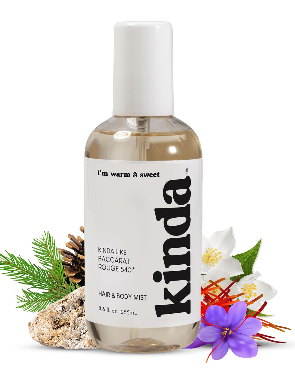 PB ParfumsBelcam KINDA I’m Warm & Sweet Hair & Body Mist – Our Version of Baccarat Rouge 540 – Woody Floral Scent with Jasmine, Saffron, Cedarwood & Amber, Christmas Gifts for Women, 8.6 fl.oz