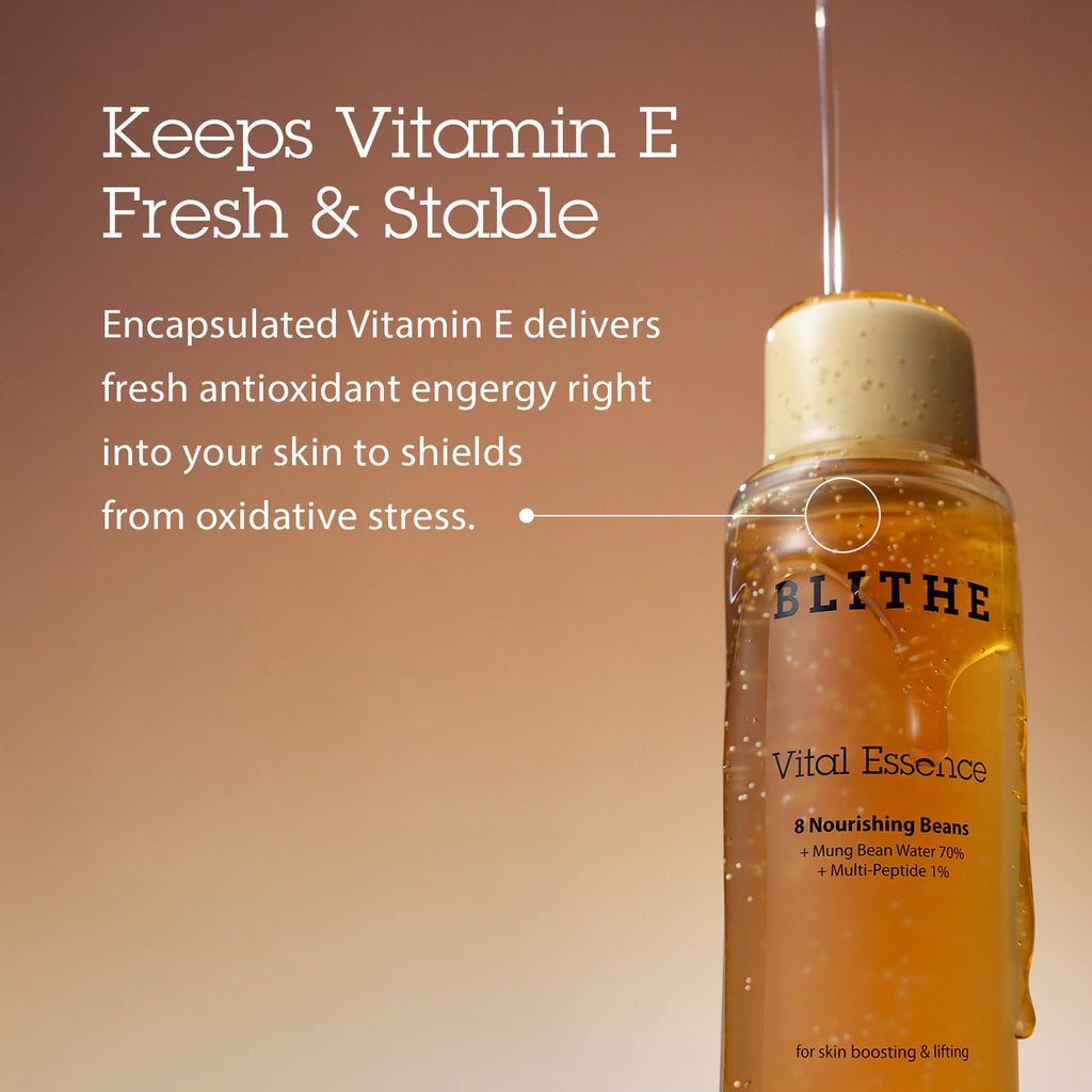 BLITHE Vital Essence 8 Beans - Korean Skin Care Elasticity & Skin Barrier, Adenosine Vitamin E - Fermented Olive & Argan Oil (4.1 fl oz)
