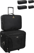MONSTINA Rolling Makeup Train Case,Professional Cosmetics Beauty Hairdresser Bag with Shoulder Strap (Black z)