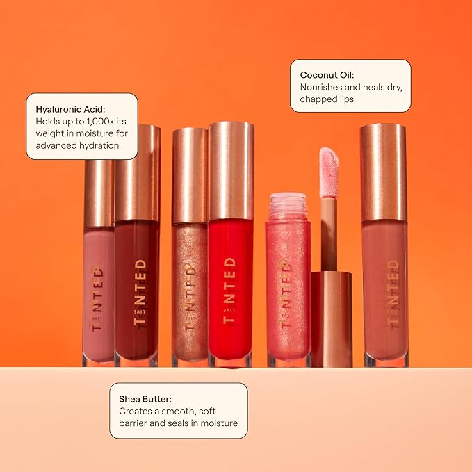 Live Tinted Huegloss High-Shine Lip Gloss - Hydrating, Non-Sticky, Moisturizing Lip Gloss with Hyaluronic Acid, Coconut Oil, and Shea Butter For a Soft Barrier & Seals in Moisture - Soft Shimmary Pink