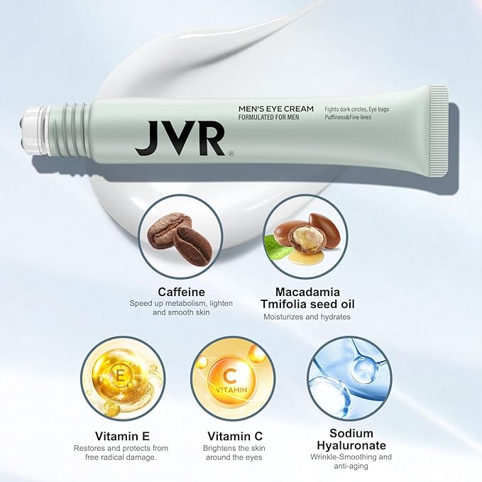JVR Caffeine Eye Cream and Under Eyes Roller for Dark Circles 20 ml