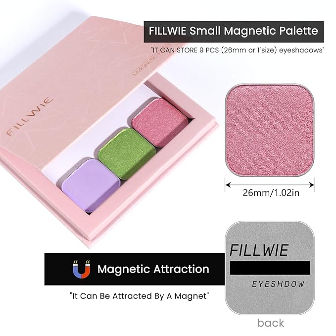 Fillwie 3-Color Eyeshadow Refill Kit, Custom Fit Empty Magnetic Palettes