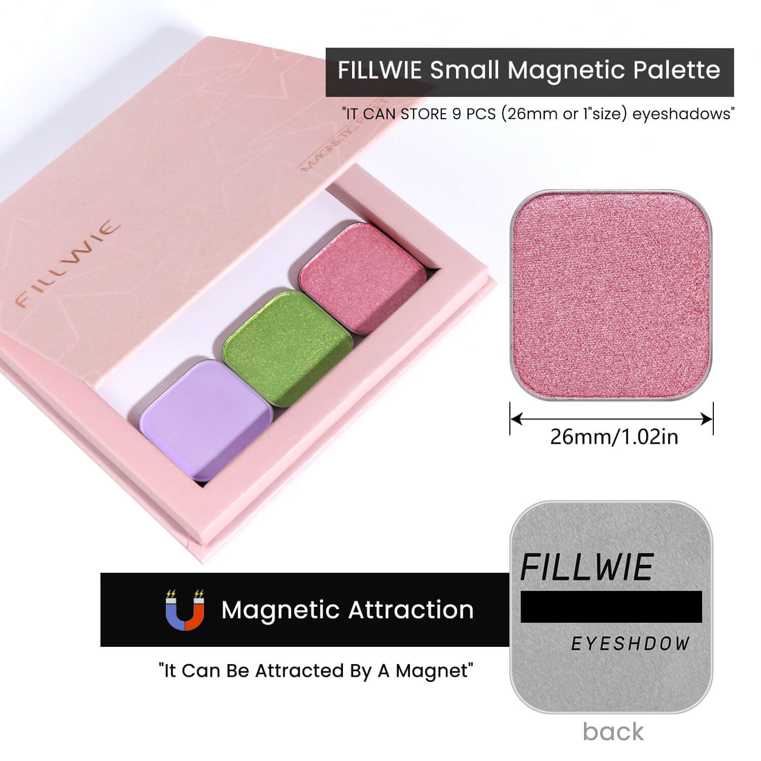 Fillwie 3-Color Eyeshadow Refill Kit, Custom Fit Empty Magnetic Palettes