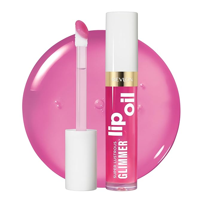 REVLON Super Lustrous Glimmer Lip Oil, 004 Gone Rose, 0.13 fl oz