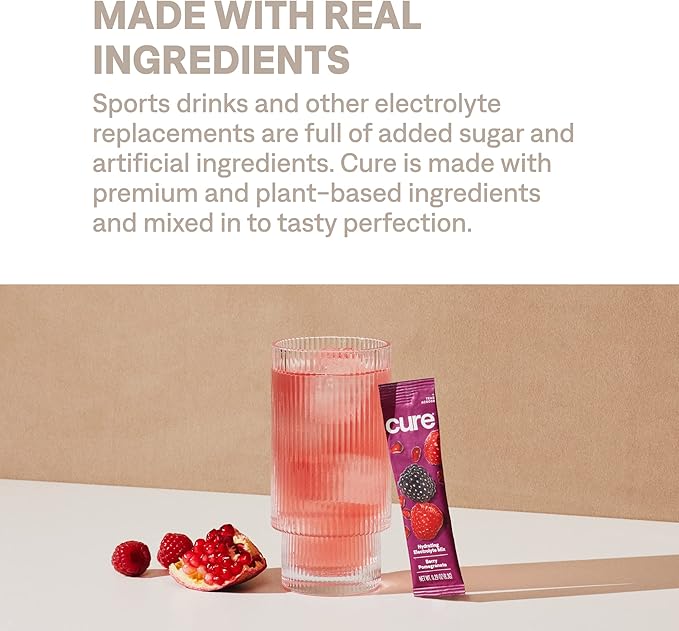 Cure Hydration - Electrolyte Drink Powder Berry Pomegranate 14 Packets