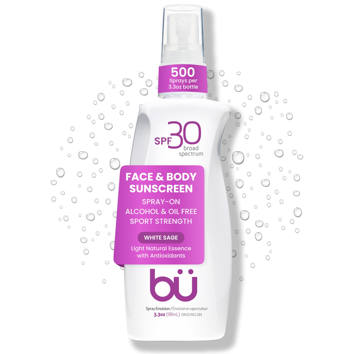 BU SPF 30 Sunscreen Spray for Face and Body, Non Aerosol Spray, Clear WOWmist, TSA Travel Size Sunblock, Oil Free and Water Resistant for Sensitive Skin, Natural Citrus 3.3 oz