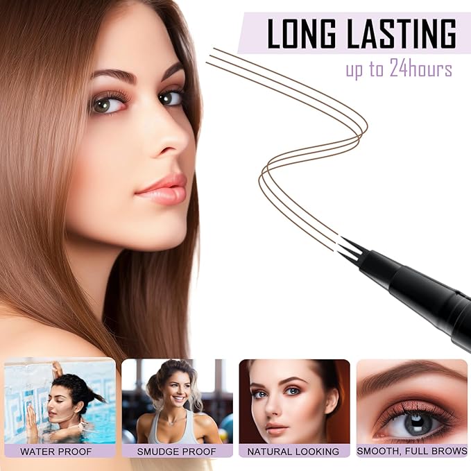 LAVONE Eyebrow Pen with 3 Tip Microblading Eyebrow Pencil and Ultra-Precise Brow Pencil, Dual-ended Eyebrow Brush - Soft Brown 05
