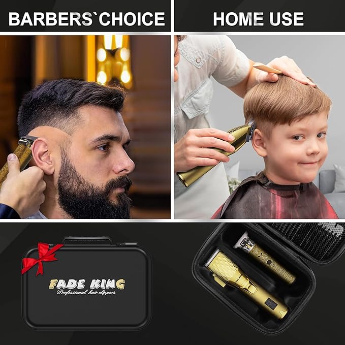 FADEKING® Professional Hair Clippers for Men – Cordless Barber Clippers & Beard Trimmer for Men, Fade Clipper and Trimmer Set for Home & Barber Use, Complete Men's Grooming Kit - Gifts for Men