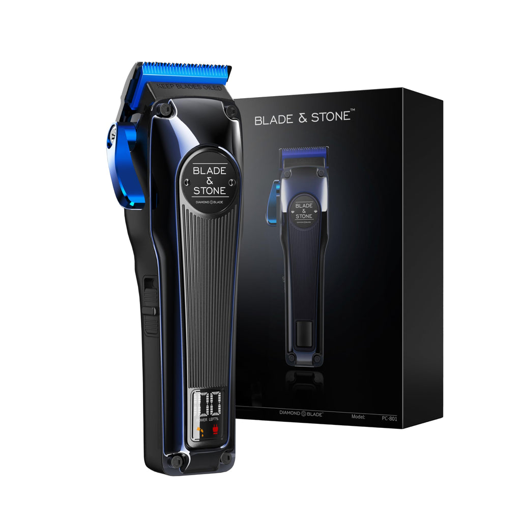 Blade & Stone™ Professional Barber Hair Clippers for Men PC801 Clipper | Diamond-S™ Blade | Micro-Gap Tech | Professional 7200 RPM Digital Motor, All-Metal, Cordless Clippers - Dark Night