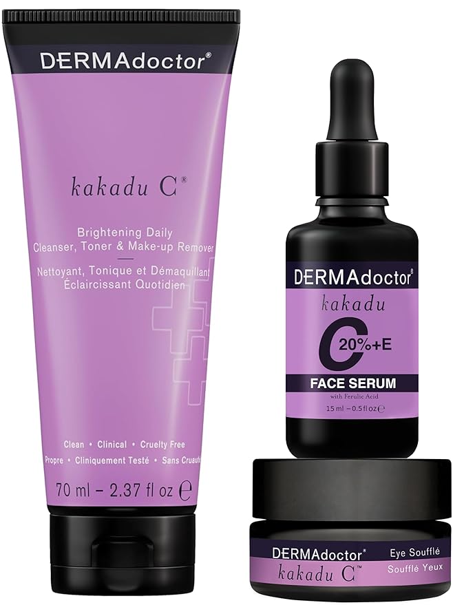 DERMAdoctor Kakadu C, Daily Vitamin C Brightening Kit, Anti-aging skincare for dry, dull skin