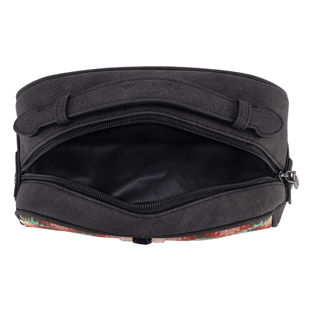 Montana West Wrangler Makeup Bag for Women Small Cosmetic Toiletry Bags Western Make Up Pouch Durable Cute Travel Purse,Black