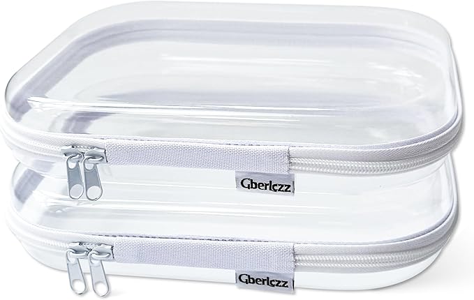 Gberlczz Clear Hard Zipper Case for Storage, Durable Clear Zipper Pouches, Hard Plastic Zippered Pouch for Snacks Toy Travel Organizer