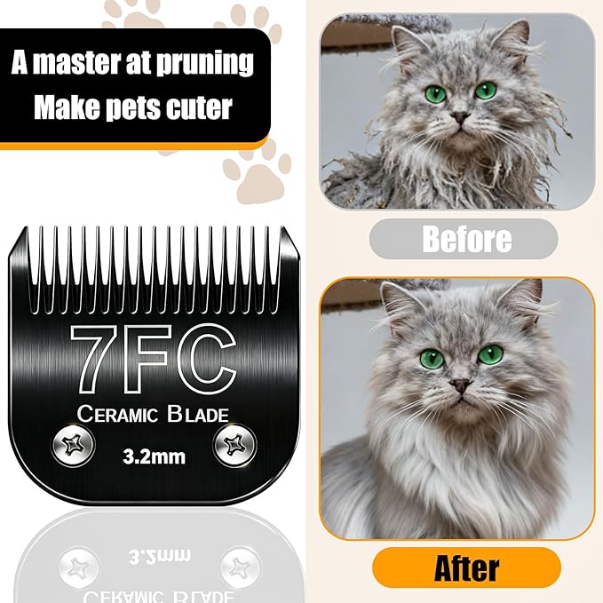Dog Grooming Clipper Blades Replacement for Andis Dog Clipper,7FC Blade (3.2mm)