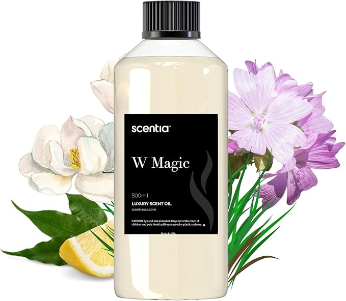 Scentia W Bliss (W Magic) Diffuser Oil for HVAC Scent Machine – Hotel Fragrance Inspired by W Hotel – 500 mL – Bergamot, Lemongrass & Jasmine Oil for Commercial & Cold Air Diffusers, Made in USA