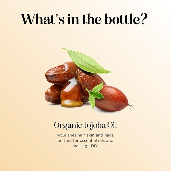 Organic Jojoba Oil Cold Pressed Unrefined - 100% Pure Organic Certified Oil for Skin Hair & Nails - Organic Skin Care & Natural Beauty DIY Carrier Oil - Dermatologist Tested & Non GMO (4 Fl Oz)