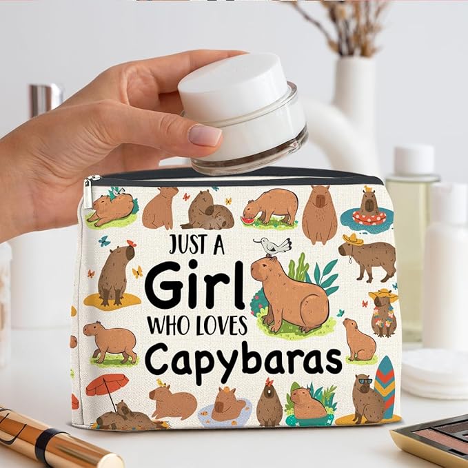 UPNEGE Capybara Lover Gifts Makeup Bag for Teens Women
