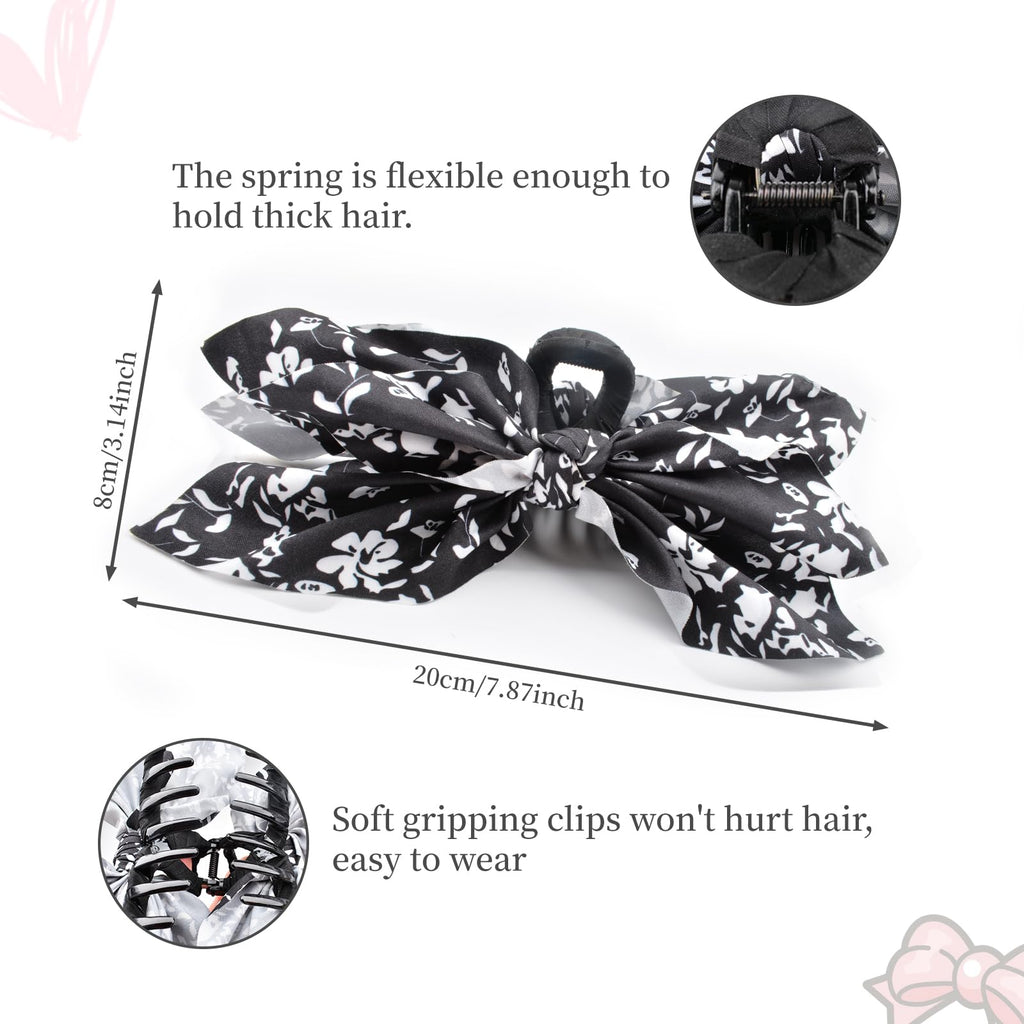 Bow Claw Clips Bow Hair Clips Black 3PCS Big Hair Bows for Women Butterfly Styling Large Hair Clips for Thick Hair for Girls Hair Accessories for Teen