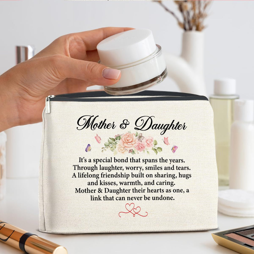 UPNEGE Mother and Daughter Gifts Makeup Bag Gift for Mom and Daughter Cosmetic Bag Zipper Makeup Pouch Gifts for Christmas Birthday Thanksgiving