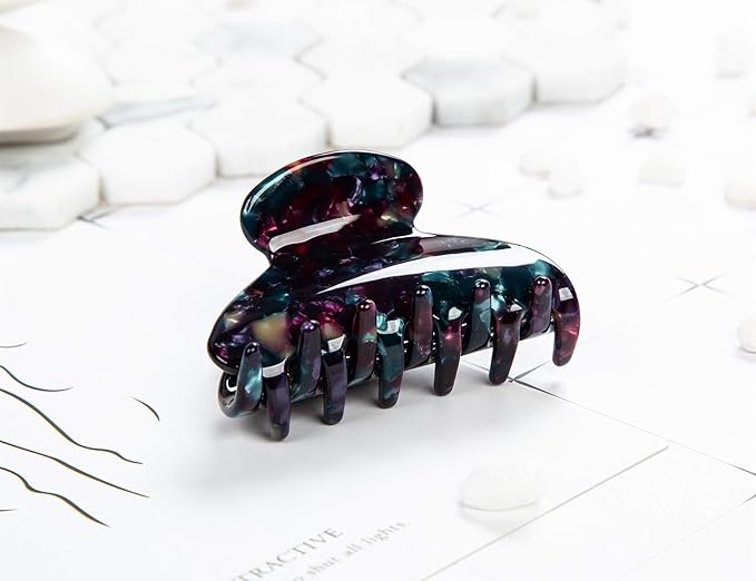 Prettyou Handmade Celluloid Acetate French Design Barrettes Tortoise Shell Claws Hair Claw Luxury Fashion Accessories Hair Clip for Women (Black)