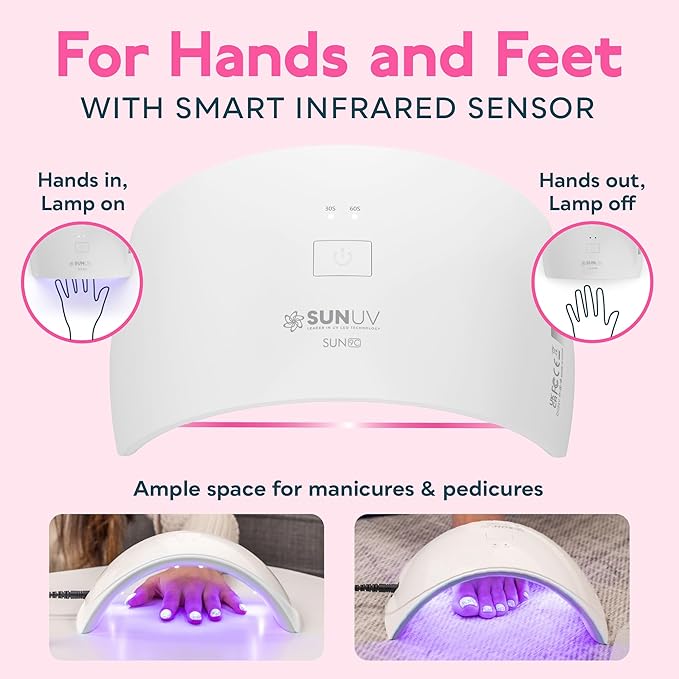 SUNUV UV LED Nail Lamp, UV Light for Gel Nail Polish Dryer SUN9C White